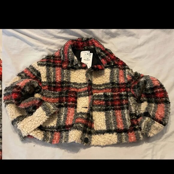 Zara boucle plaid cropped jacket
